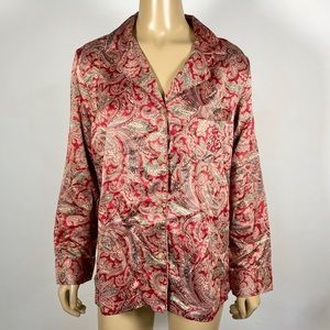 Lauren Ralph Lauren Women’s Size Medium Satin Paisley Print Sleep Shirt